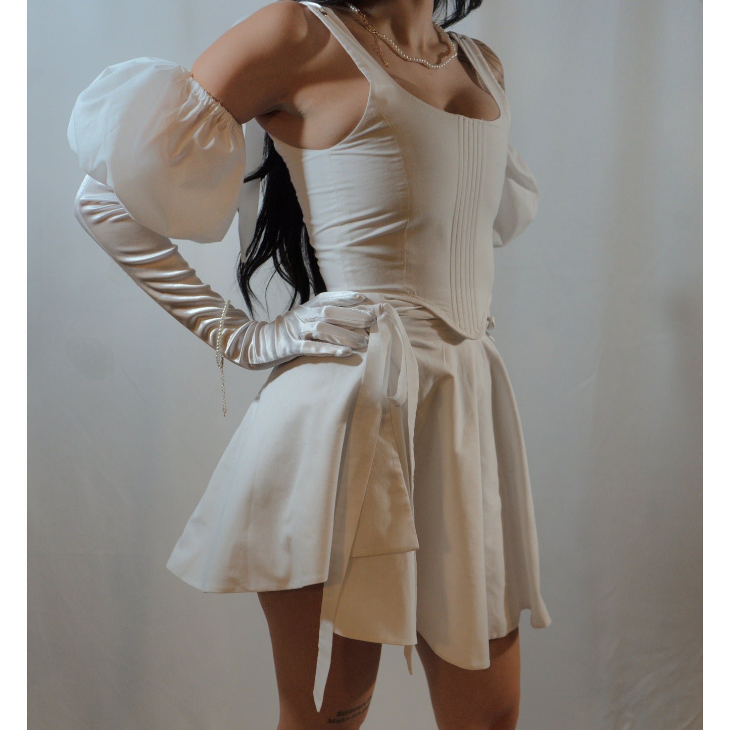 The Aurora Set – White Bridal Corset & Skirt | Handmade Wedding Outfit
