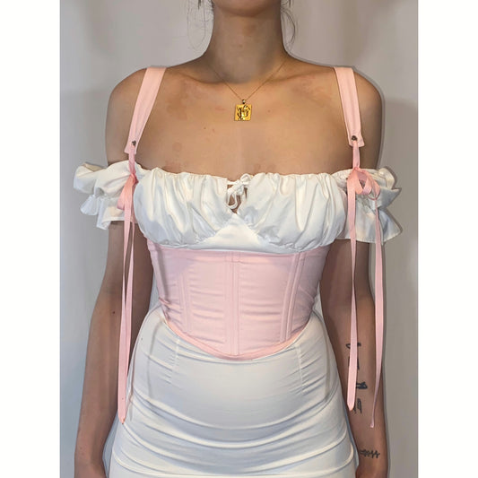Baby Pink Corset Belt – Handmade Underbust Corset, Custom Fit & Cottagecore Inspired