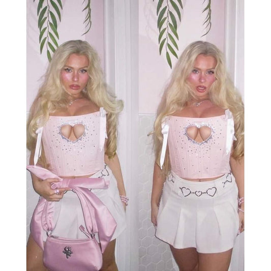 Heart Cut Out OverBust Cropped Corset
