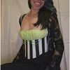 Beetlejuice Inspired Striped Corset - Gothic Halloween Costume, Tim Burton Style, Black & White Corset with Green Ruched Detail