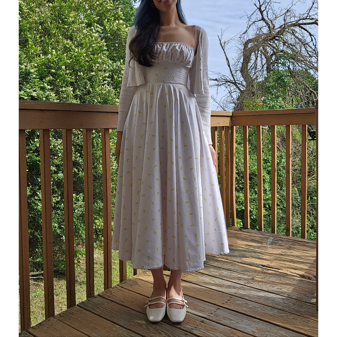 Custom Handmade Midi Cotton Dress — Empire Waist Corset-Back Style