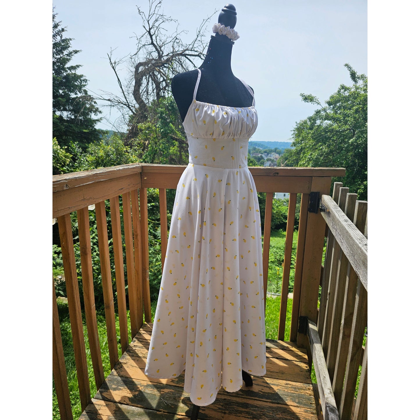 Custom Handmade Midi Cotton Dress — Empire Waist Corset-Back Style