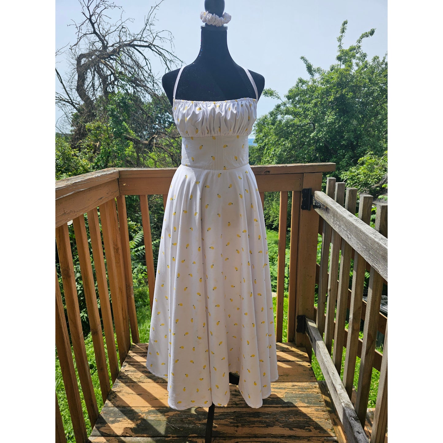 Custom Handmade Midi Cotton Dress — Empire Waist Corset-Back Style