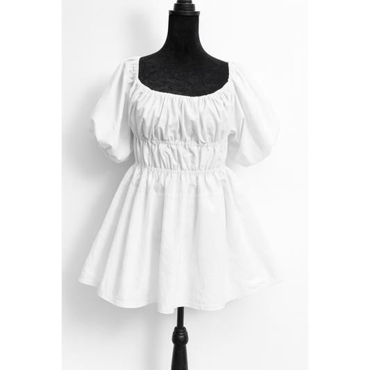 The Noir Cloud Dress — Custom-Made Puff Sleeve Mini Dress in Cotton