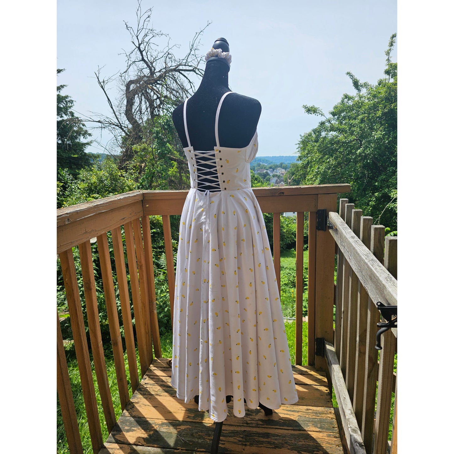 Custom Handmade Midi Cotton Dress — Empire Waist Corset-Back Style